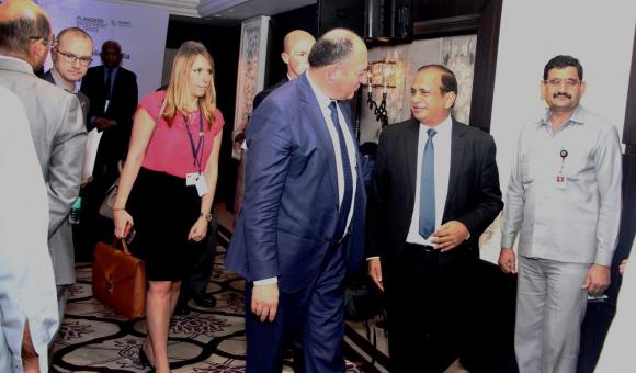 HE Willy Borsus, Minister President of the Belgian region of Wallonia, in discussions with Mr. Ramesh Abhishek